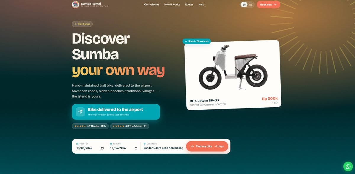 Sumba Rental Motorbike website